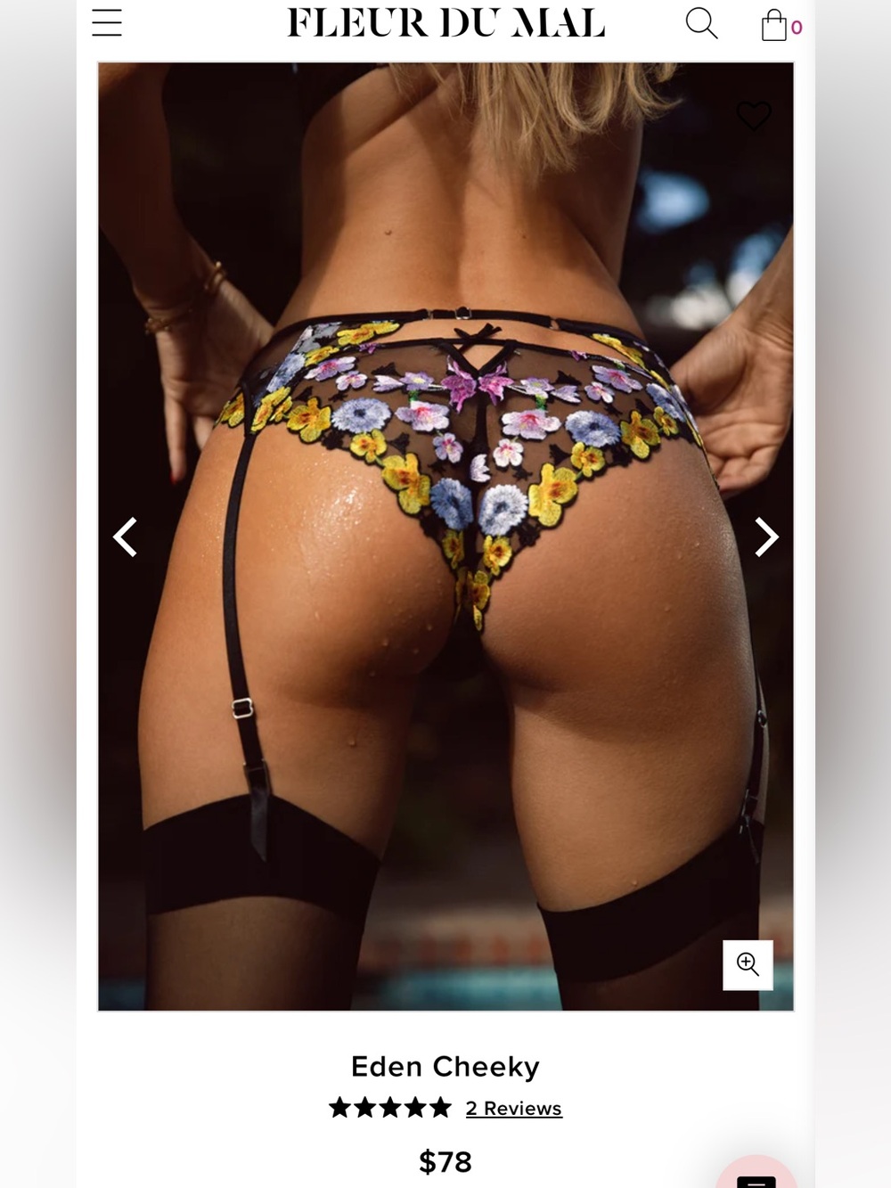 Fleur du mal Eden Cheeky Panty size 2